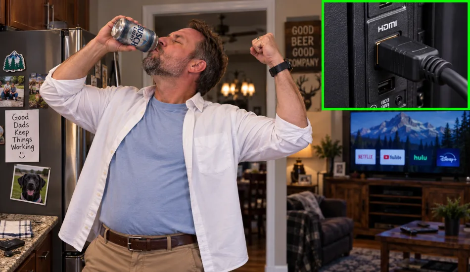 Local Dad Celebrates Plugging HDMI Cable In on First Try