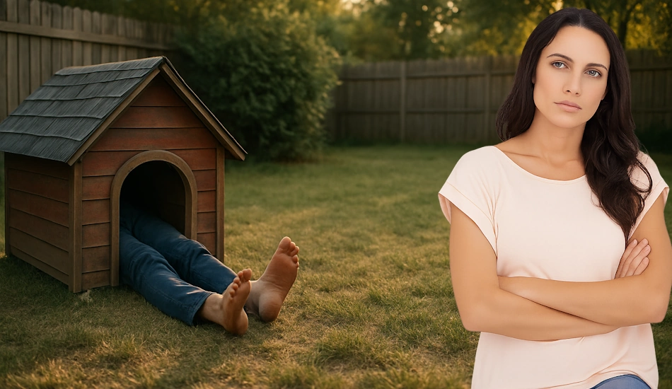 Annoyed Wife —Makes Husband Sleep In Dog House For Not 'Knowing' She Wanted A Coffee Too