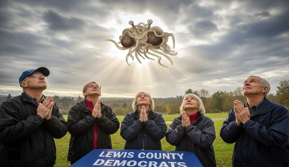 Lewis County Democrats dump Jesus, turn to Flying Spaghetti Monster 