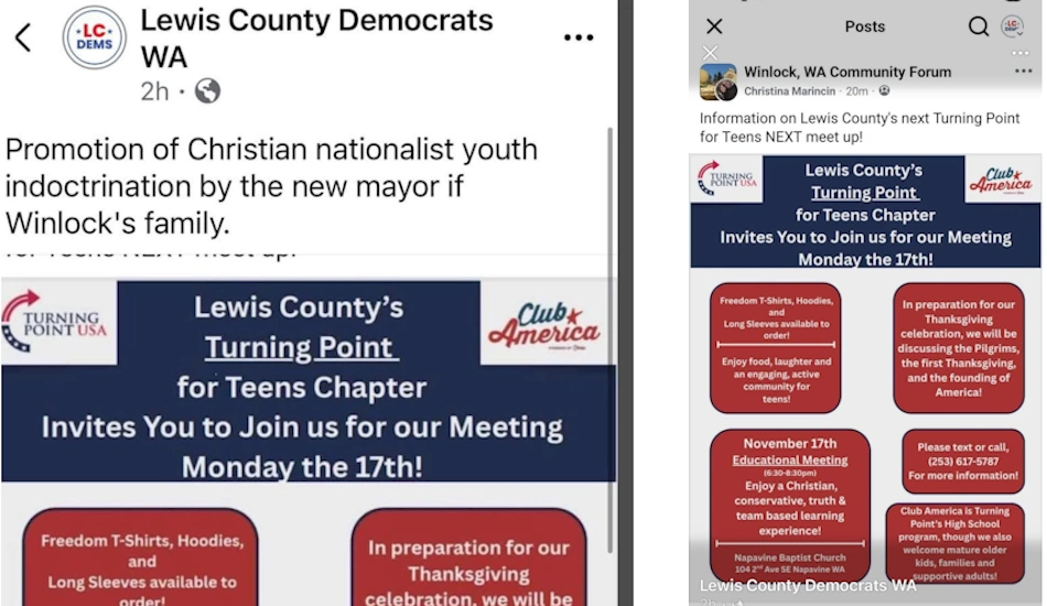 Lewis County Democrats Delete Post After Backlash Over Attack on Winlock Mayor’s Family