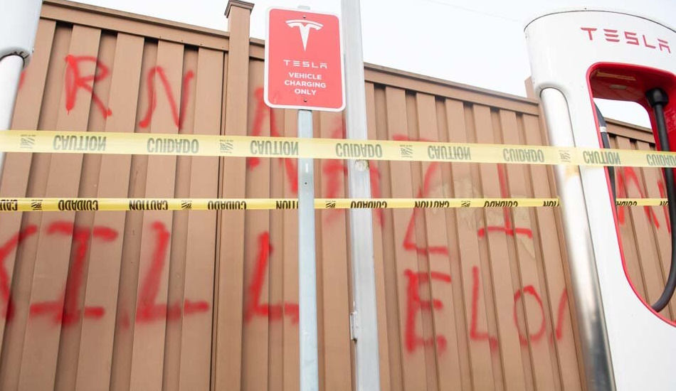 Centralia, WA tesla station vandalized